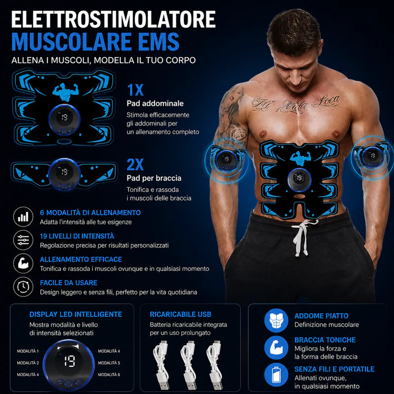 Stimolatore EMS Addominale 3-in-1