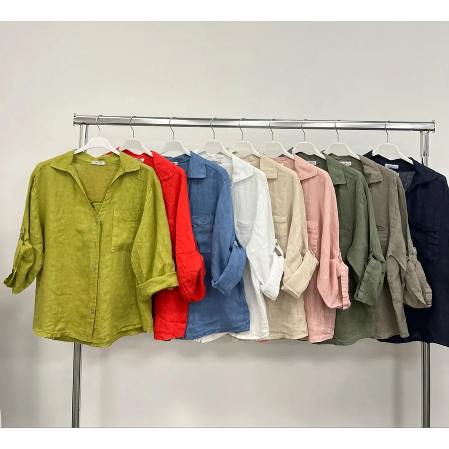 Camicia Donna in Cotone e Lino a Maniche Lunghe
